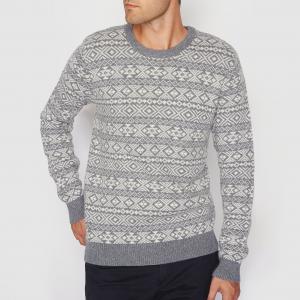 Пуловер жаккардовый с круглым вырезом R essentiel. Цвет: серый/экрю