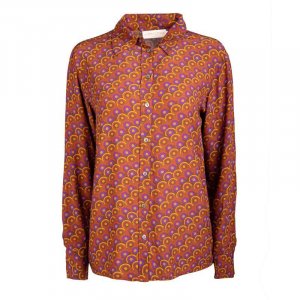 Оранжево-фиолетовая блузка с принтом Esmael в стиле ретро для женщин LA PETITE ETOILE