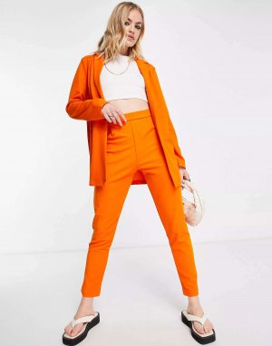 Оранжевые зауженные костюмные брюки из джерси ASOS. Цвет: оранжевый