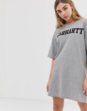 Платье-футболка в стиле oversize с логотипом Carhartt WIP. Цвет: серый