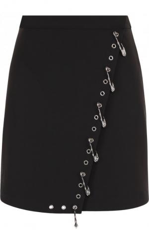 Однотонная юбка-миди с декоративной отделкой Versus Versace. Цвет: черный