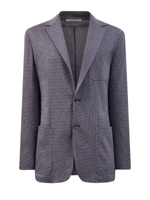 Шерстяной пиджак ручной работы с накладными карманами CANALI. Цвет: серый