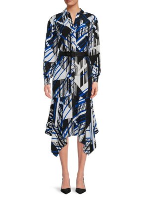 Платье-рубашка миди с платком и монограммой , темно-синий Karl Lagerfeld Paris
