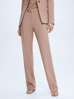 Прямые костюмные брюки из смесовой шерсти Rose, светло-розовые Mango