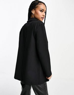 Черный трикотажный пиджак с напуском ASOS DESIGN Petite