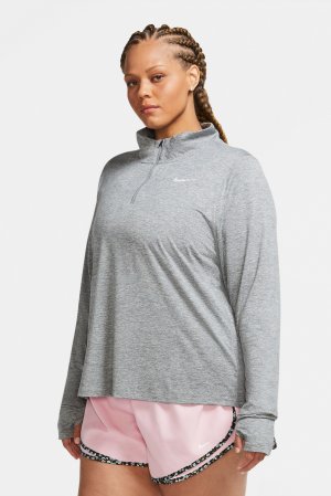 Беговая футболка Element с полумолнией до половины — женские размеры больших размеров , серый Nike