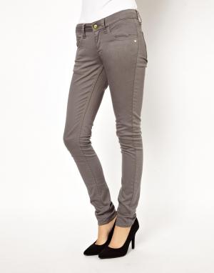 Серые классические зауженные джинсы Monkee Genes. Цвет: угольный