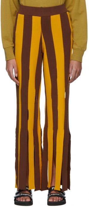 Желто-коричневые вискозные брюки для отдыха Palm Angels