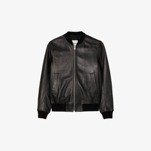 Кожаная куртка классического кроя с воротником-стойкой New Monaco , цвет noir / gris Sandro