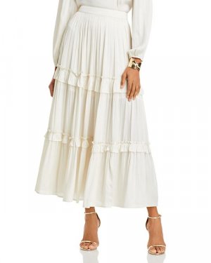 Атласная макси-юбка с рюшами , цвет Ivory/Cream AQUA