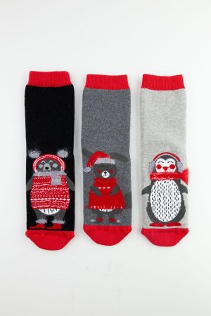 Нескользящие детские носки-полотенца из 3 предметов с изображением животных Bross