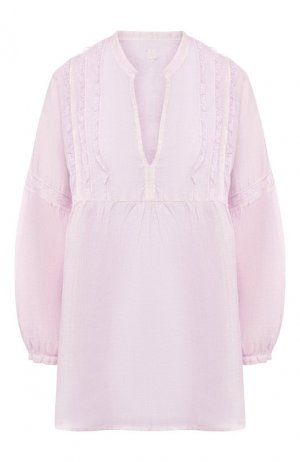 Льняная блузка 120% Lino. Цвет: светло-розовый