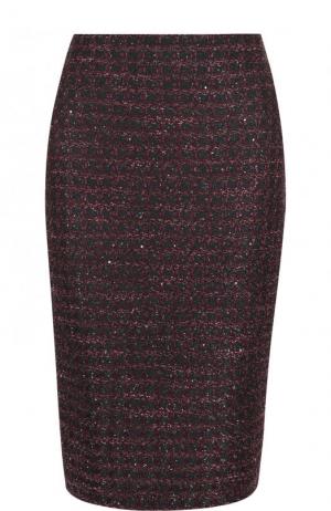 Твидовая юбка-карандаш с разрезом St. John. Цвет: фиолетовый