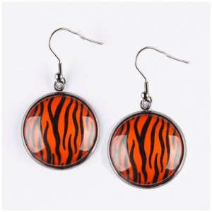 Серьги-подвески Тигровая шкура с чёрно-рыжими полосами (символ Нового года) DARIFLY