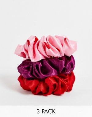Набор из 3 сочетающихся резинок для волос розового, красного и бордового цветов с сердечками -Разноцветный Vero Moda