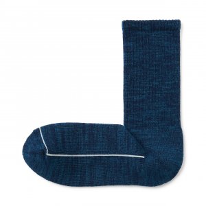 Мужские толстые носки прямоугольной вязки из смесовой шерсти с ворсом MUJI, синий Muji