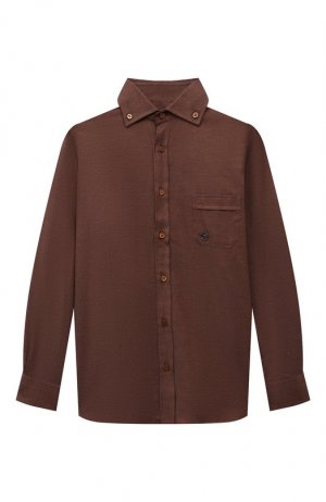 Хлопковая рубашка Stefano Ricci Junior. Цвет: коричневый