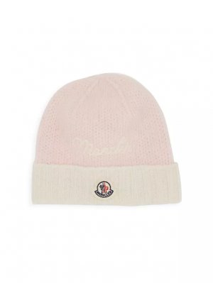 Детская шерстяная шапка с логотипом , розовый Moncler