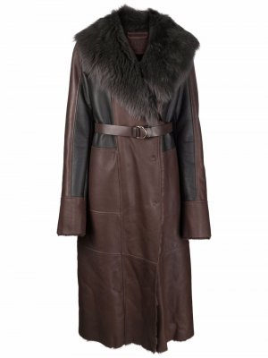 Пальто с меховым воротником Desa 1972. Цвет: коричневый