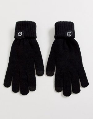 Черные трикотажные перчатки для сенсорных гаджетов -Черный Religion