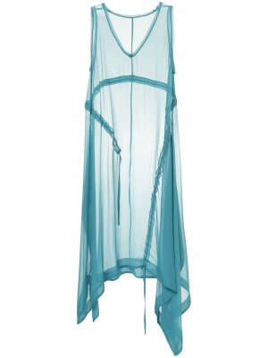 Прозрачное платье-миди с драпировкой Taylor. Цвет: синий