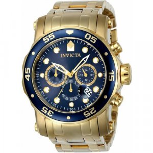 Наручные часы мужские кварцевые Invicta Pro Diver (+дополнительный ремень!) 23651, золотой. Цвет: золотистый
