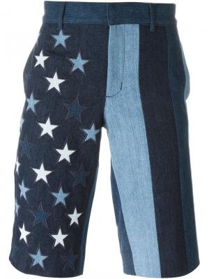 Джинсовые шорты с заплатками в форме звезд Givenchy. Цвет: синий