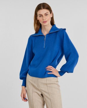 Женский однотонный пуловер с длинными рукавами Yas, темно-синий YAS. Цвет: синий