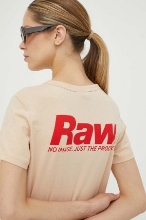 Хлопковая футболка G-Star Raw, бежевый RAW