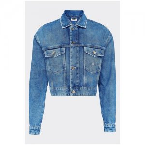 Джинсовая укороченная куртка Tommy Jeans DW0DW08291 Голубой 42 HILFIGER. Цвет: голубой