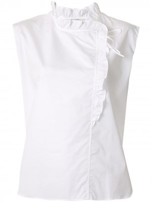 Блузка с оборками на воротнике Atlantique Ascoli. Цвет: белый