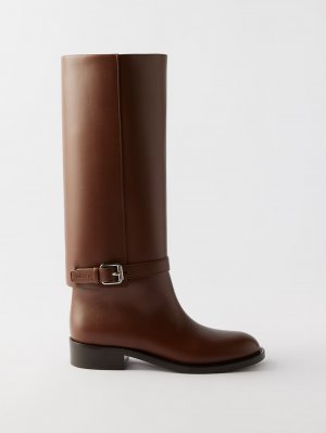 Кожаные ботинки с пряжками и тисненым логотипом , коричневый Burberry
