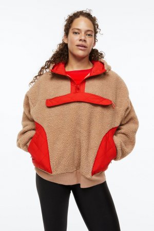 Спортивная куртка-анорак, темно-бежевый/красный H&M