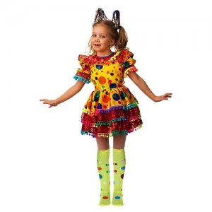 Карнавальный костюм Хлопушка, сатин, платье, ободок, размер 30, рост 116 см Jeanees. Цвет: rgb/мультиколор