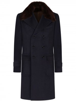 Двубортное пальто Dolce & Gabbana. Цвет: синий