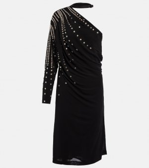 Платье миди из джерси, украшенное кристаллами GUCCI, черный Gucci