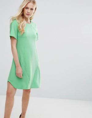 Платье-туника с отделочными швами Closet London. Цвет: зеленый