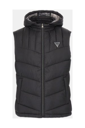 Черный мужской жилет SUPER LIGHT PUFFA VE - RECYCLED LIG , Guess