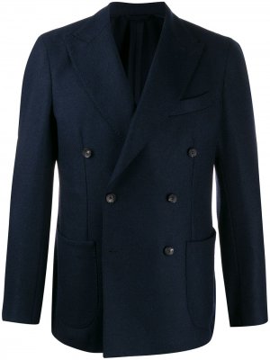 Двубортный пиджак Borrelli. Цвет: синий