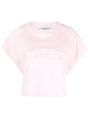 Embroidered-logo cropped T-shirt Iceberg. Цвет: розовый