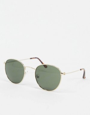 Круглые солнцезащитные очки в черепаховой оправе -Коричневый цвет New Look