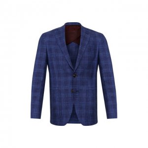 Пиджак из смеси шерсти и шелка Luciano Barbera. Цвет: синий