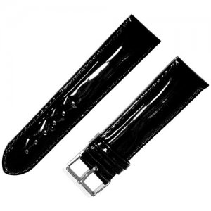 Ремешок , фактура лаковая, гладкая, перфорированная, размер 22, черный Ardi. Цвет: черный
