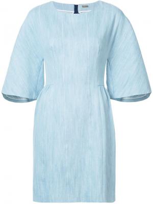 Джинсовое платье мини в полоску Adam Lippes. Цвет: синий