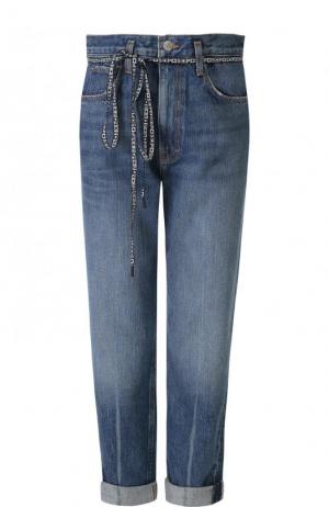 Укороченные джинсы с потертостями и завышенной талией Proenza Schouler. Цвет: синий