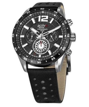 Мужские часы Activ Chronograph с кожаным ремешком и черным циферблатом 90249SBN103 100M Westar
