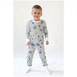 Пижама детская, G25-3122SET , размер 104 машинки, белая для мальчика Guahoo. Цвет: белый