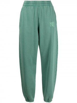 Махровые брюки с логотипом Alexander Wang. Цвет: зеленый