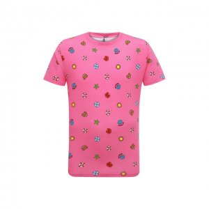 Хлопковая футболка Moschino. Цвет: розовый