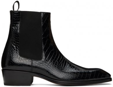 Черные ботинки челси Bailey с крокодиловым принтом Tom Ford